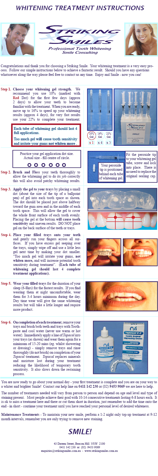 Whitening Treatment Instructions